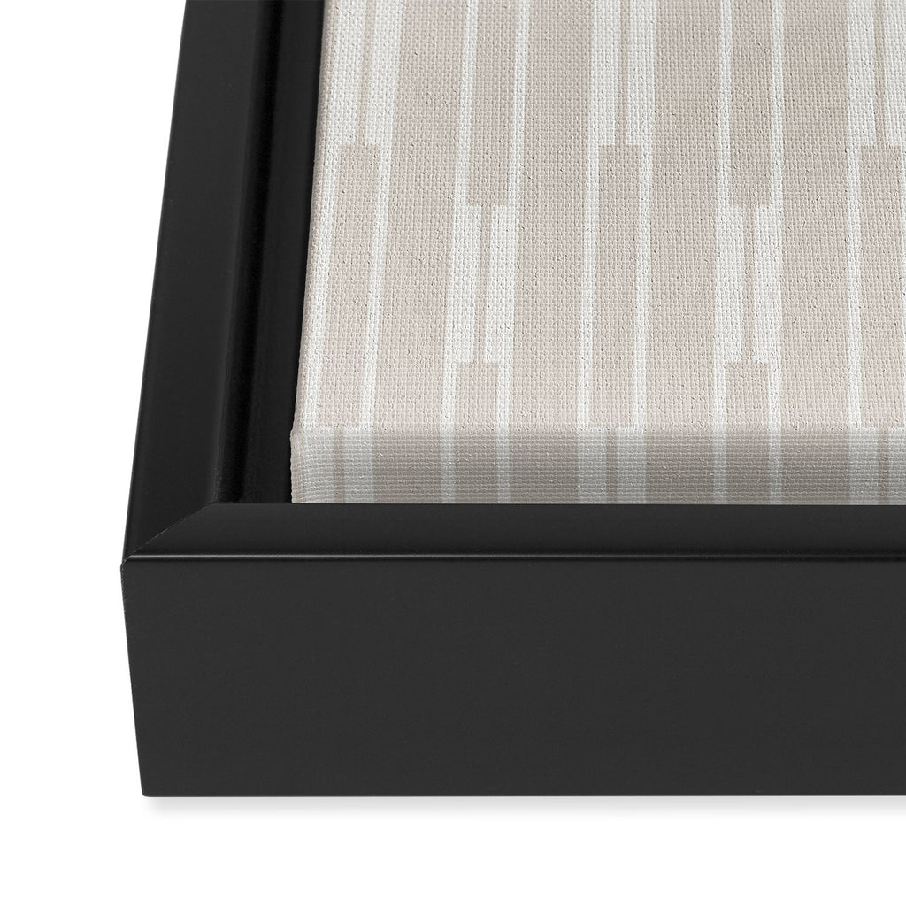 Minimalist Geo Chain Neutral Vertical  Stripe Pattern in Mushroom Beige and Cream Framed Canvas Print Gallery Image 3
