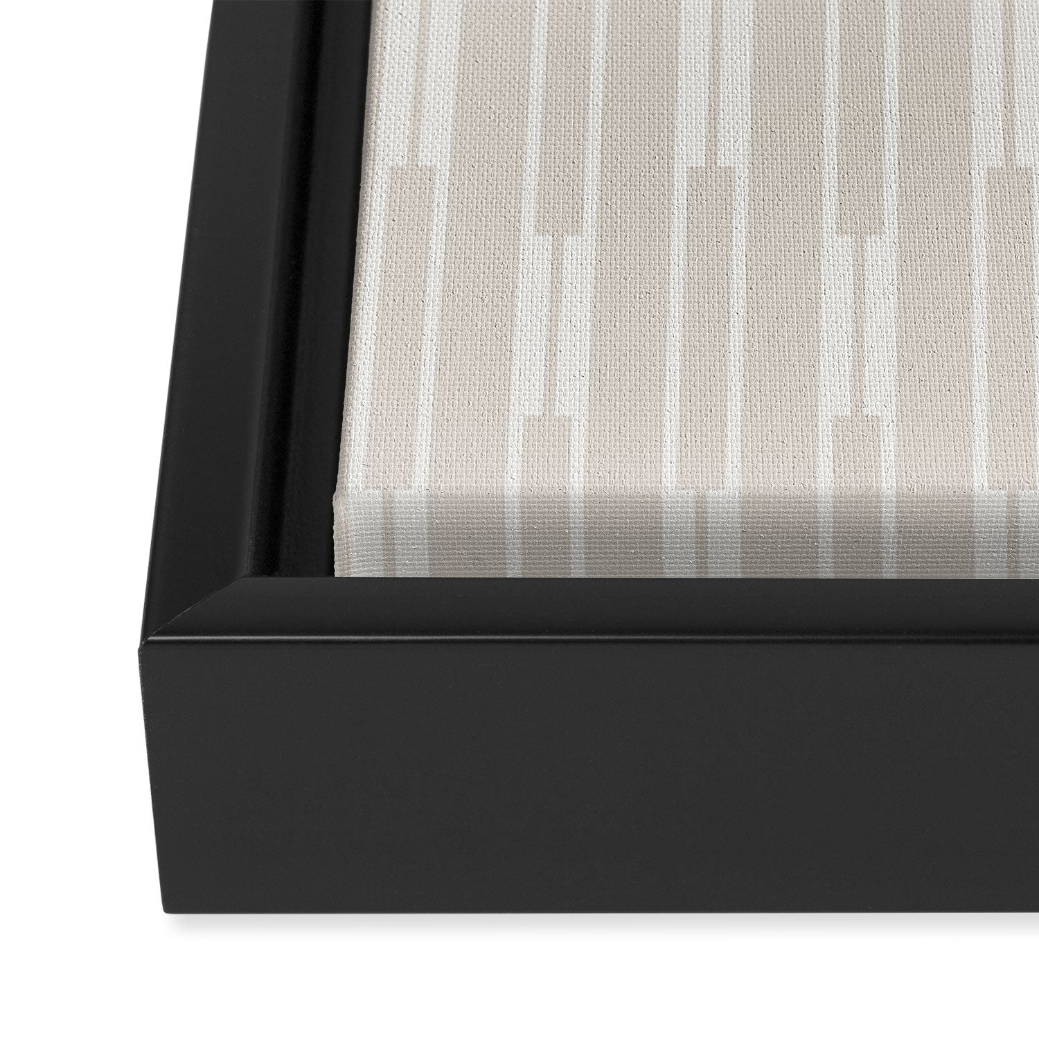 Minimalist Geo Chain Neutral Vertical  Stripe Pattern in Mushroom Beige and Cream Framed Canvas Print Gallery Image 3