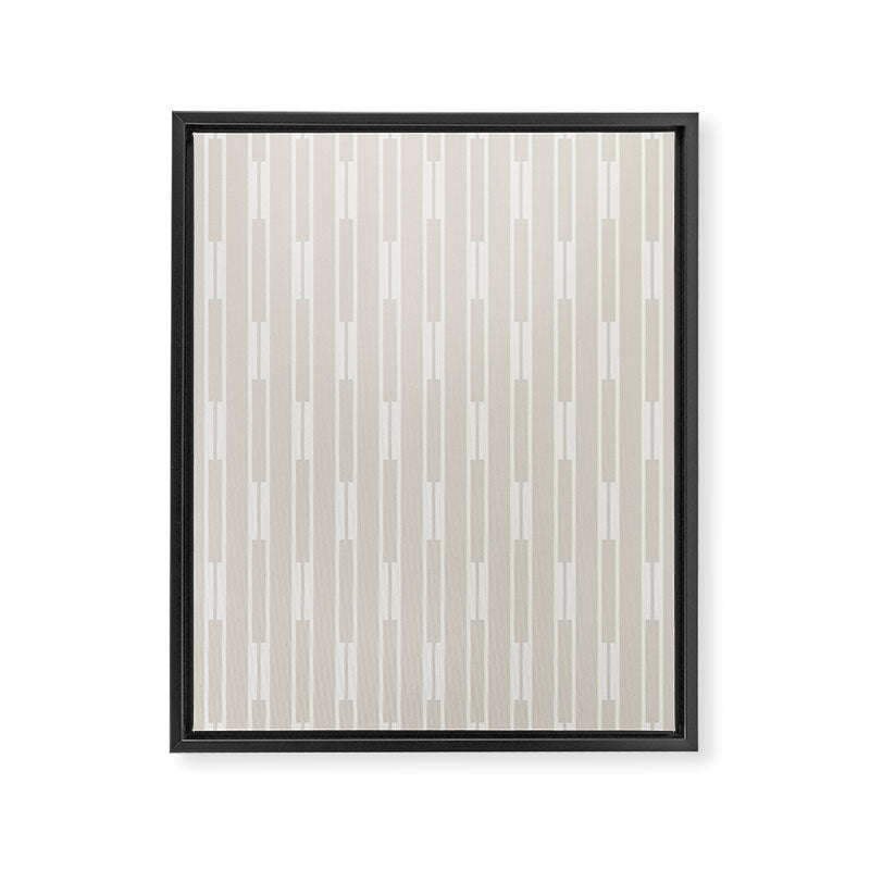 Minimalist Geo Chain Neutral Vertical  Stripe Pattern in Mushroom Beige and Cream Framed Canvas Print Gallery Image 8