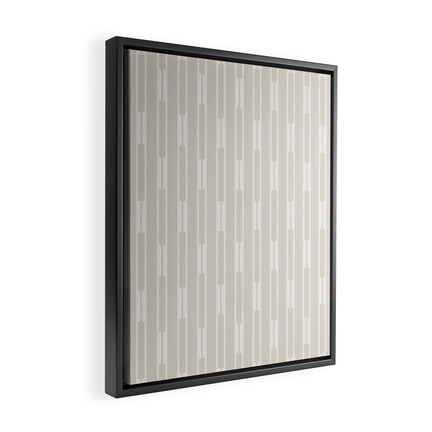 Minimalist Geo Chain Neutral Vertical  Stripe Pattern in Mushroom Beige and Cream Framed Canvas Print Gallery Image 2