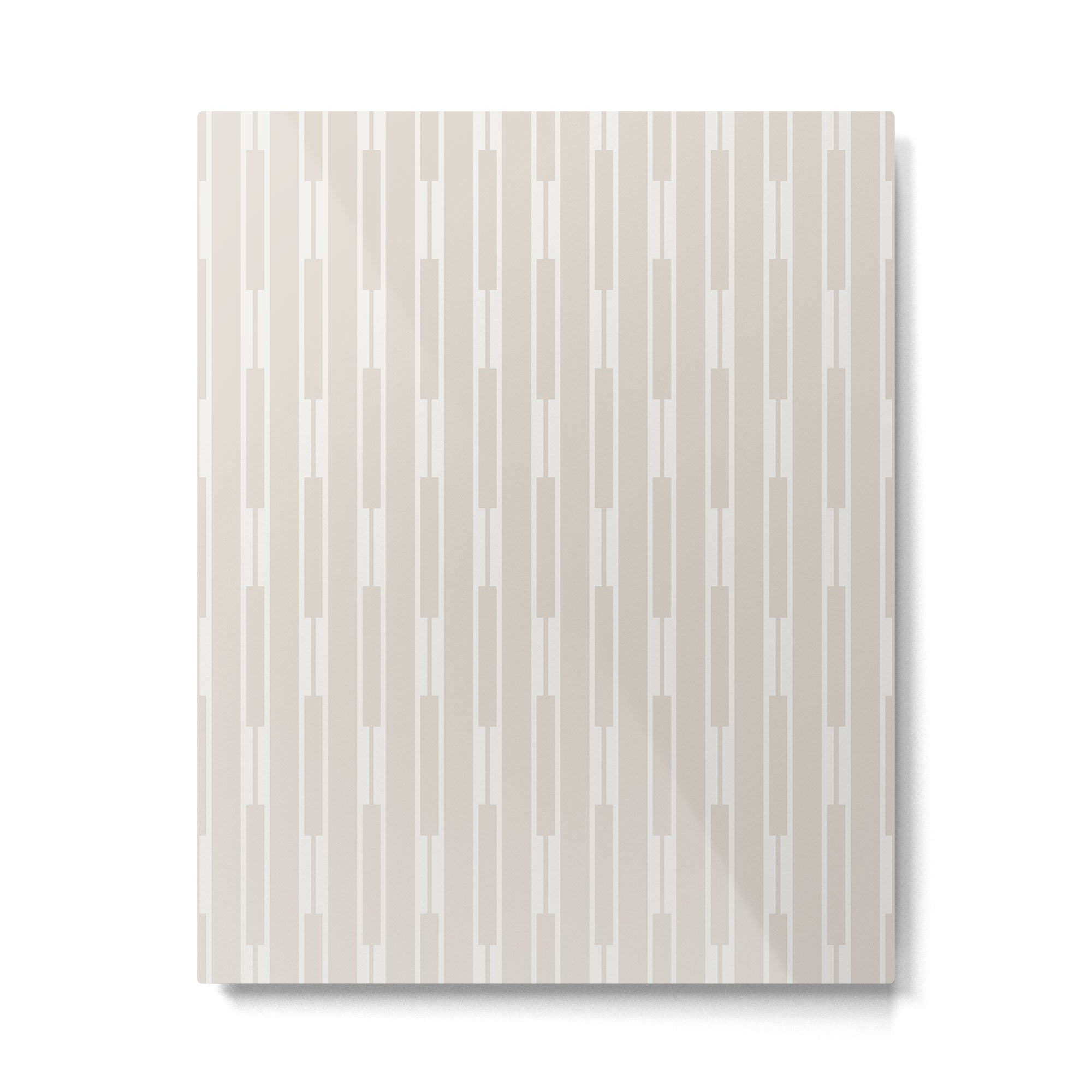 Minimalist Geo Chain Neutral Vertical  Stripe Pattern in Mushroom Beige and Cream Metal Print Gallery Image 6