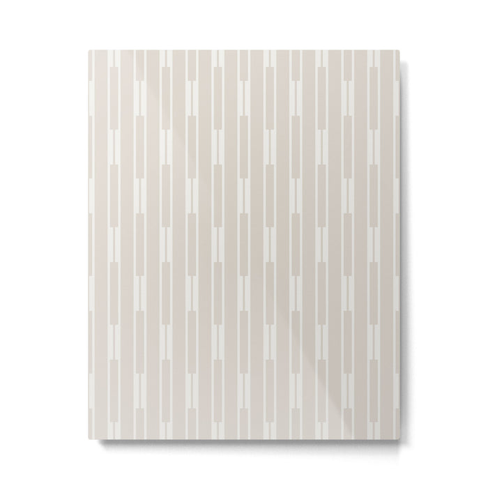 Minimalist Geo Chain Neutral Vertical  Stripe Pattern in Mushroom Beige and Cream Metal Print Gallery Image 1