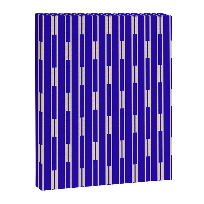 Minimalist Geo Chain Vertical Block Stripe Pattern in Cobalt Blue and Beige Canvas Print Gallery Image 1