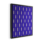 Minimalist Geo Chain Vertical Block Stripe Pattern in Cobalt Blue and Beige Framed Canvas Print Gallery Image 2