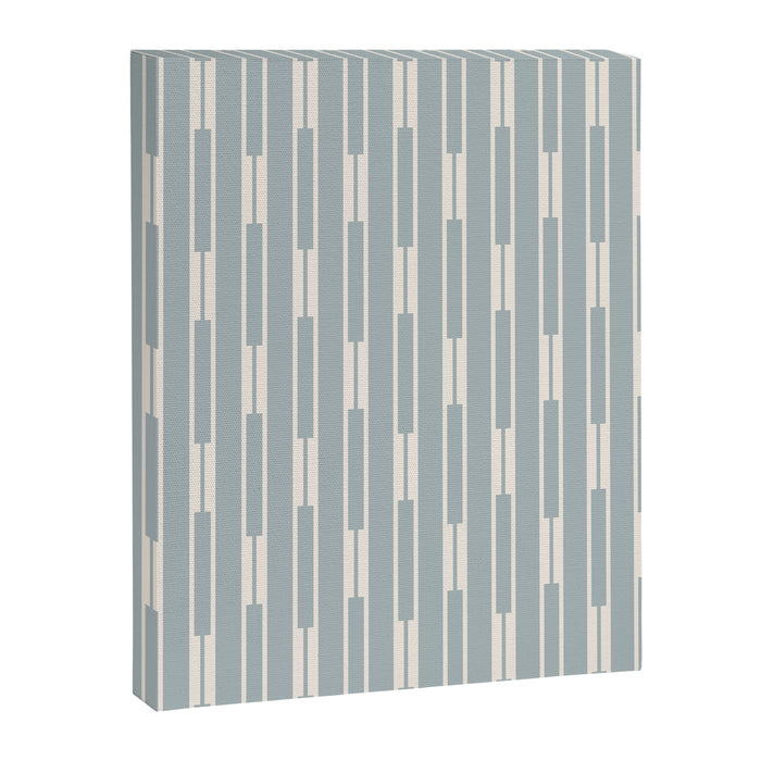 Minimalist Geo Chain Vertical  Block Stripe Pattern in Light Blue Gray and Cream Canvas Print Gallery Image 1