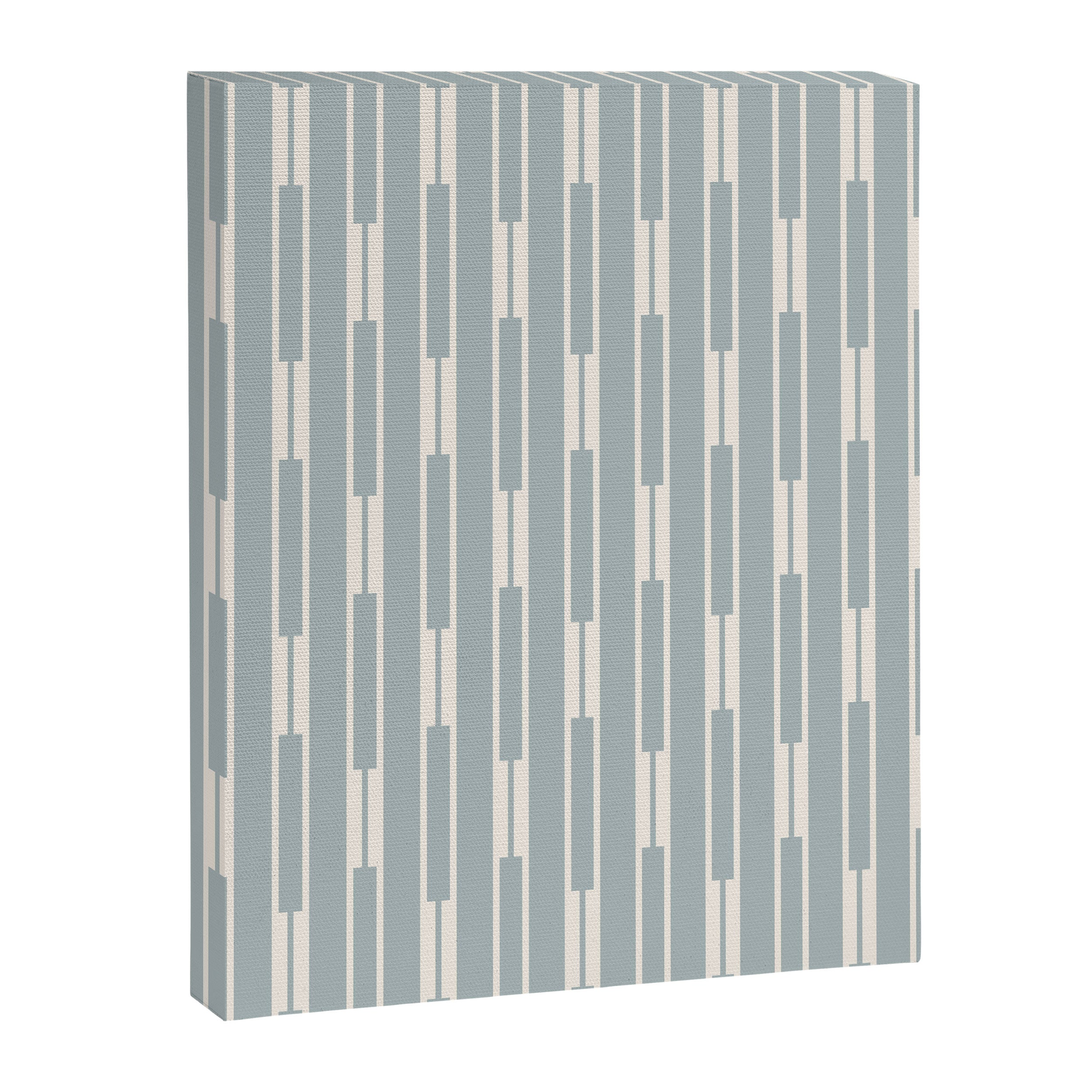Minimalist Geo Chain Vertical  Block Stripe Pattern in Light Blue Gray and Cream Canvas Print Gallery Image 8