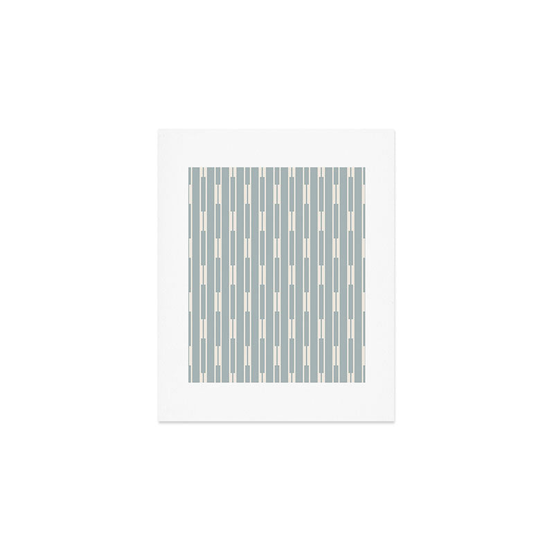 Minimalist Geo Chain Vertical  Block Stripe Pattern in Light Blue Gray and Cream Art Print Gallery Image 1