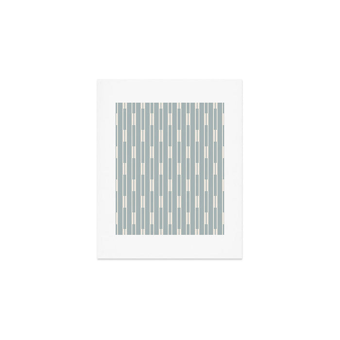 Minimalist Geo Chain Vertical  Block Stripe Pattern in Light Blue Gray and Cream Art Print Gallery Image 1