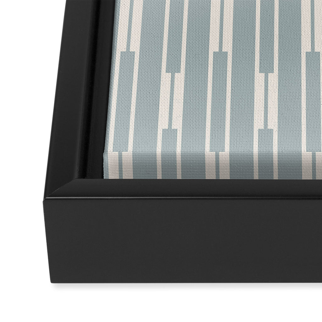 Minimalist Geo Chain Vertical  Block Stripe Pattern in Light Blue Gray and Cream Framed Canvas Print Gallery Image 3
