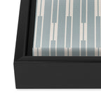 Minimalist Geo Chain Vertical  Block Stripe Pattern in Light Blue Gray and Cream Framed Canvas Print Gallery Image 3