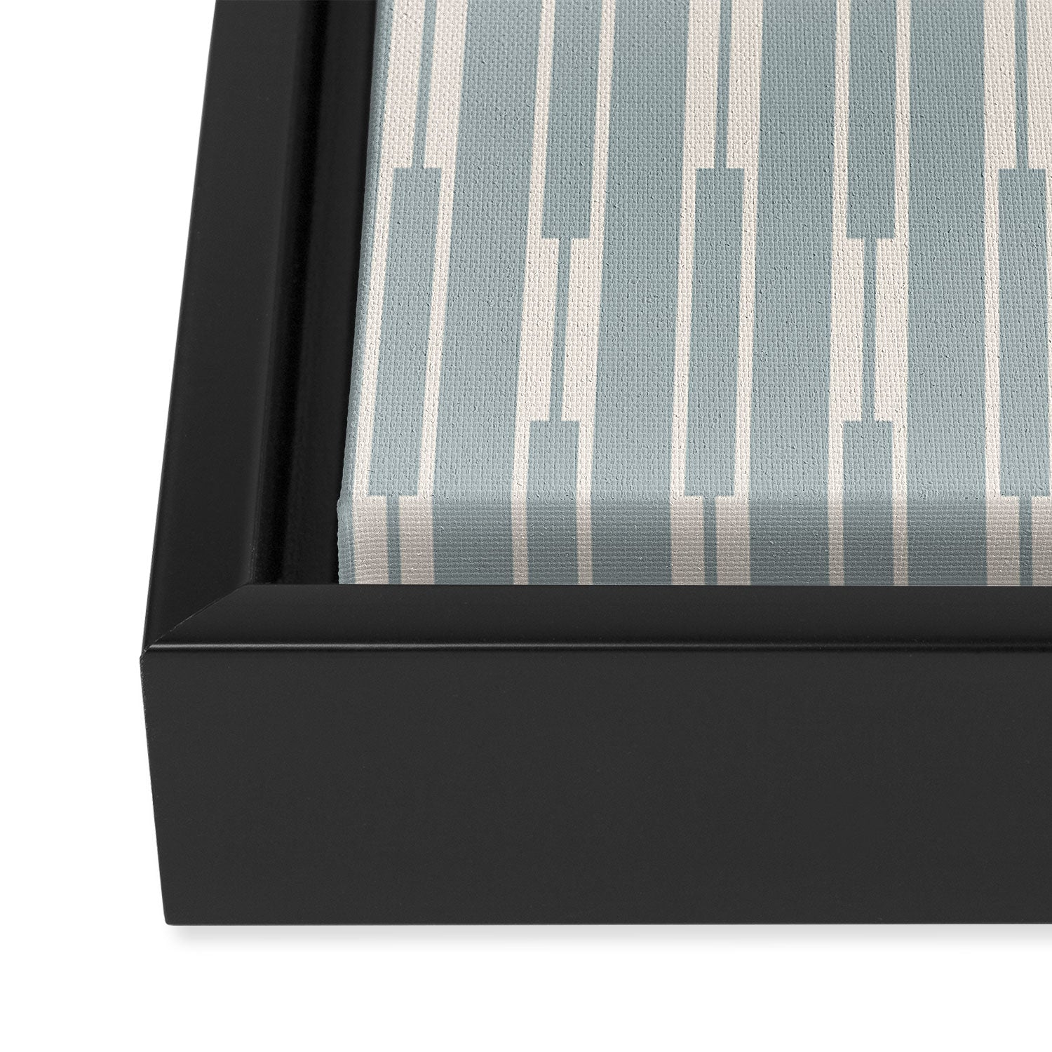 Minimalist Geo Chain Vertical  Block Stripe Pattern in Light Blue Gray and Cream Framed Canvas Print Gallery Image 3