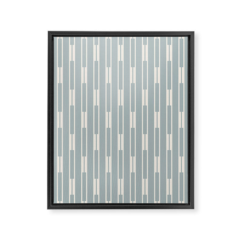 Minimalist Geo Chain Vertical  Block Stripe Pattern in Light Blue Gray and Cream Framed Canvas Print Gallery Image 8