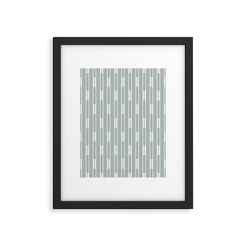Minimalist Geo Chain Vertical  Block Stripe Pattern in Light Blue Gray and Cream Framed Art Print Gallery Image 6