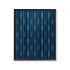 Minimalist Geo Chain Vertical  Block Stripe Pattern in Teal and Navy Blue Framed Canvas Print Gallery Image 8