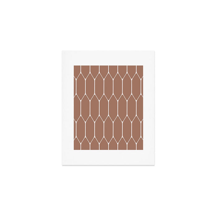 Minimalist Geometric Long Honeycomb Mocha Brown Pattern Art Print Gallery Image 1