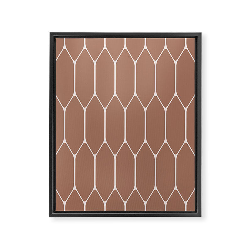 Minimalist Geometric Long Honeycomb Mocha Brown Pattern Framed Canvas Print Gallery Image 8
