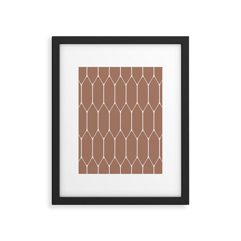 Minimalist Geometric Long Honeycomb Mocha Brown Pattern Framed Art Print Gallery Image 6