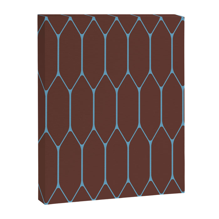 Minimalist Geometric Long Honeycomb Pattern in Dark Brown and Light Blue Canvas Print Gallery Image 1