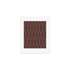 Minimalist Geometric Long Honeycomb Pattern in Dark Brown and Light Blue Art Print Gallery Image 1