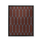 Minimalist Geometric Long Honeycomb Pattern in Dark Brown and Light Blue Framed Canvas Print Gallery Image 8