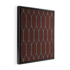 Minimalist Geometric Long Honeycomb Pattern in Dark Brown and Light Blue Framed Canvas Print Gallery Image 2