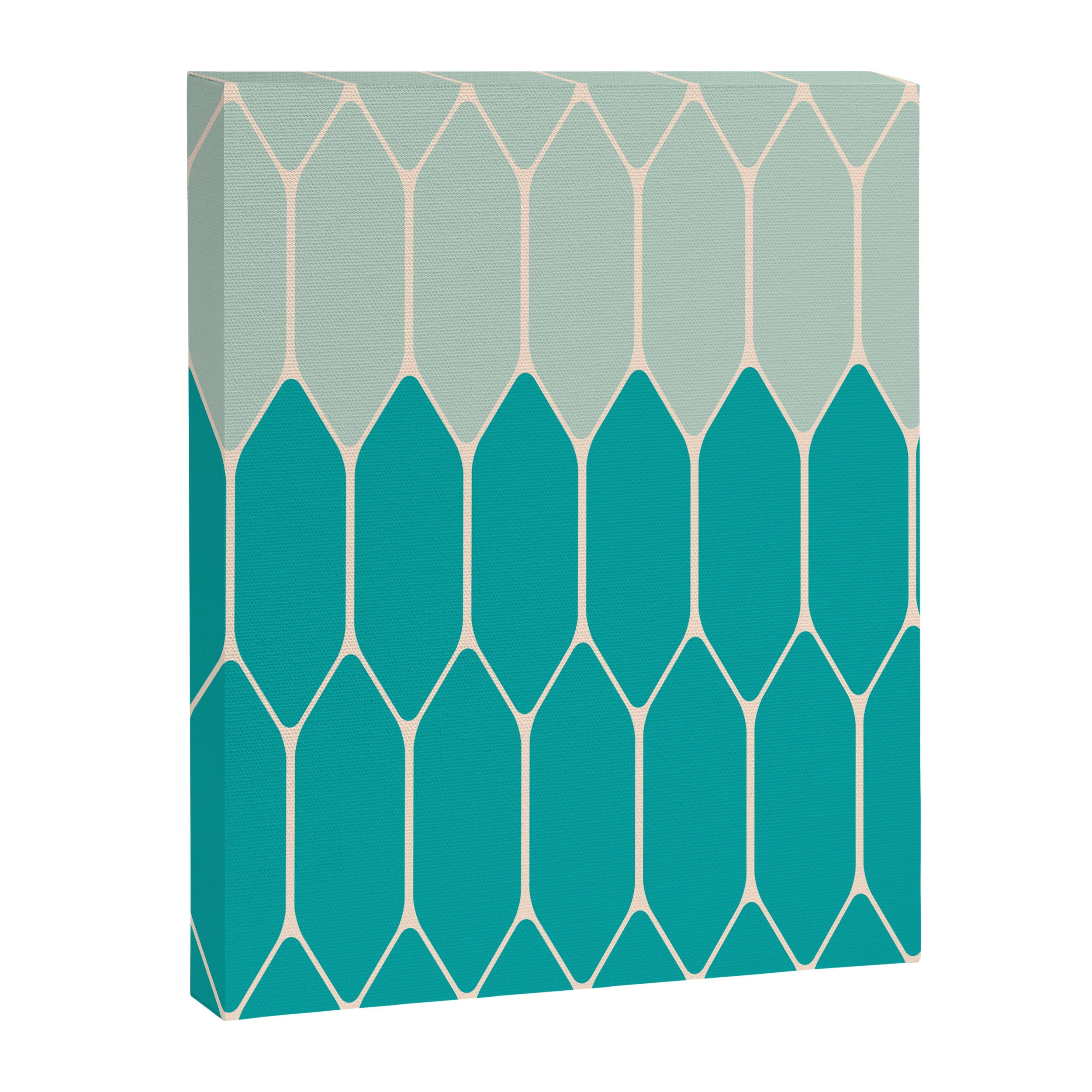 Minimalist Geometric Long Honeycomb Two-Toned Pattern in Turquoise Aqua Teal Canvas Print Gallery Image 8