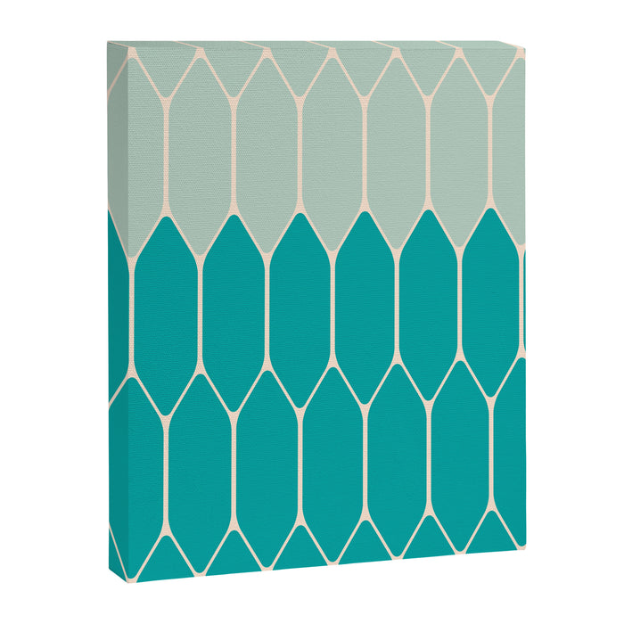 Minimalist Geometric Long Honeycomb Two-Toned Pattern in Turquoise Aqua Teal Canvas Print Gallery Image 1