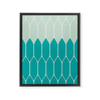 Minimalist Geometric Long Honeycomb Two-Toned Pattern in Turquoise Aqua Teal Framed Canvas Print Gallery Image 8
