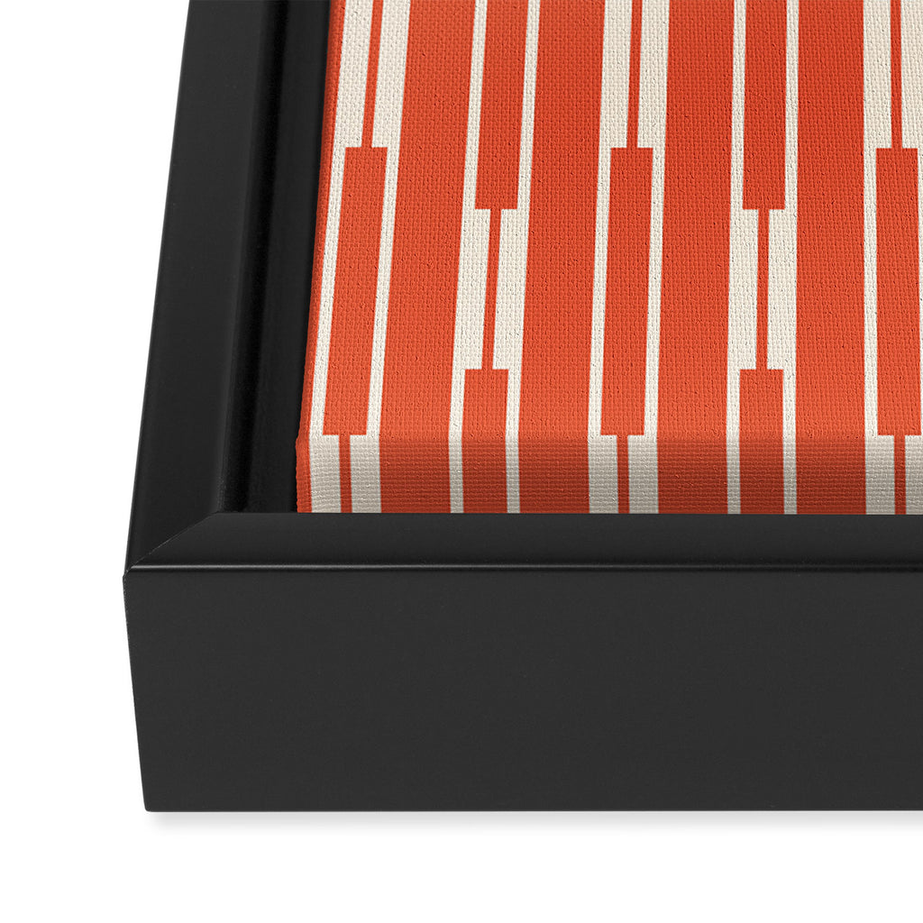 Minimalist Geometric Striped Geo Chain Vertical Pattern in Orange and Cream Framed Canvas Print Gallery Image 3