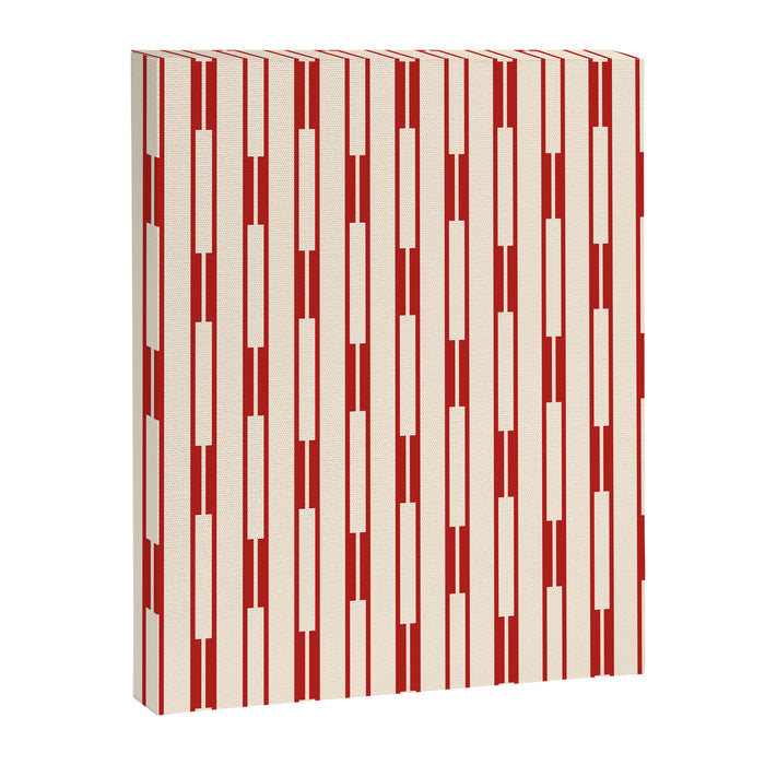 Minimalist Geometric Striped Geo Chain Vertical Pattern in Red and Cream Canvas Print Gallery Image 1