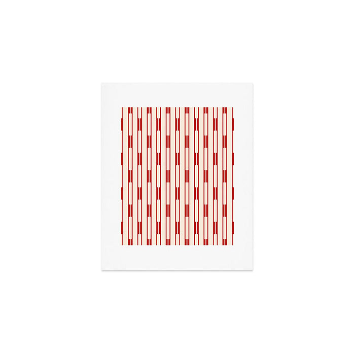 Minimalist Geometric Striped Geo Chain Vertical Pattern in Red and Cream Art Print Gallery Image 1