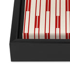 Minimalist Geometric Striped Geo Chain Vertical Pattern in Red and Cream Framed Canvas Print Gallery Image 3