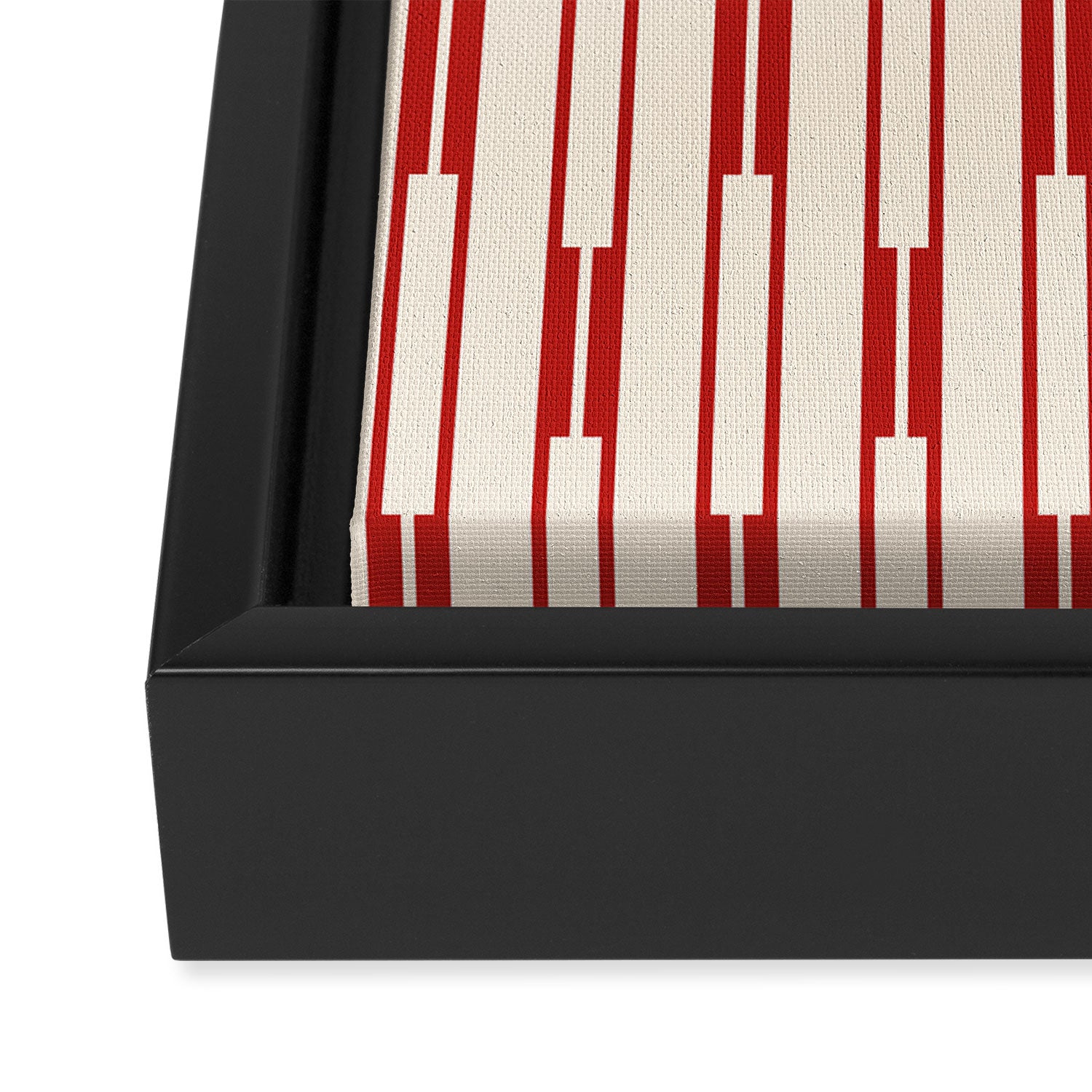 Minimalist Geometric Striped Geo Chain Vertical Pattern in Red and Cream Framed Canvas Print Gallery Image 3