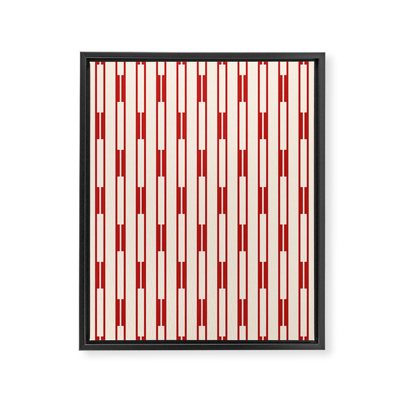 Minimalist Geometric Striped Geo Chain Vertical Pattern in Red and Cream Framed Canvas Print Gallery Image 8
