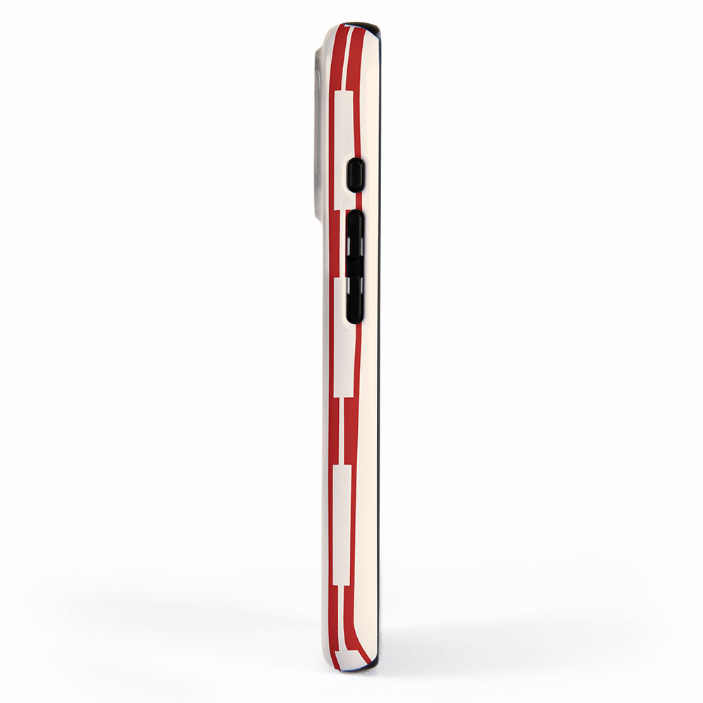 Minimalist Geometric Striped Geo Chain Vertical Pattern in Red and Cream iPhone Case Gallery Image 2