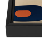 Minimalist Mid Century Modern Retro Piquet Pattern in Mid Mod Navy Blue Spiced Orange Beige Framed Canvas Print Gallery Image 3