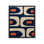 Minimalist Mid Century Modern Retro Piquet Pattern in Mid Mod Navy Blue Spiced Orange Beige Framed Canvas Print Gallery Image 8