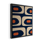 Minimalist Mid Century Modern Retro Piquet Pattern in Mid Mod Navy Blue Spiced Orange Beige Framed Canvas Print Gallery Image 2