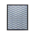 Minimalist Mid Century Modern Scandi Fish Pattern in Slate Blue Framed Canvas Print Gallery Image 8