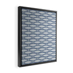 Minimalist Mid Century Modern Scandi Fish Pattern in Slate Blue Framed Canvas Print Gallery Image 2