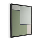 Minimalist Modern Color Block Abstract in Sage Green, Light Silver Gray, and Beige Framed Canvas Print Gallery Image 2