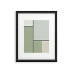 Minimalist Modern Color Block Abstract in Sage Green, Light Silver Gray, and Beige Framed Art Print Gallery Image 6