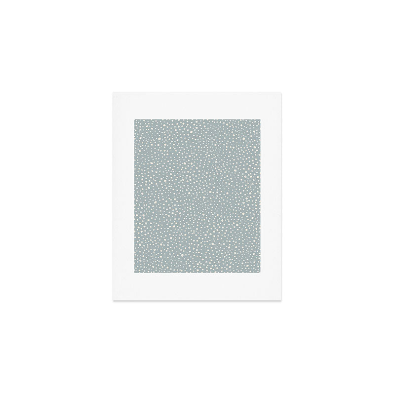 Minimalist Pale Painted Smudge Dots Pattern in Light Blue Gray and Cream Art Print Gallery Image 1