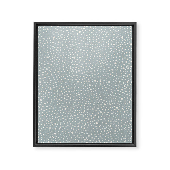 Minimalist Pale Painted Smudge Dots Pattern in Light Blue Gray and Cream Framed Canvas Print Gallery Image 1