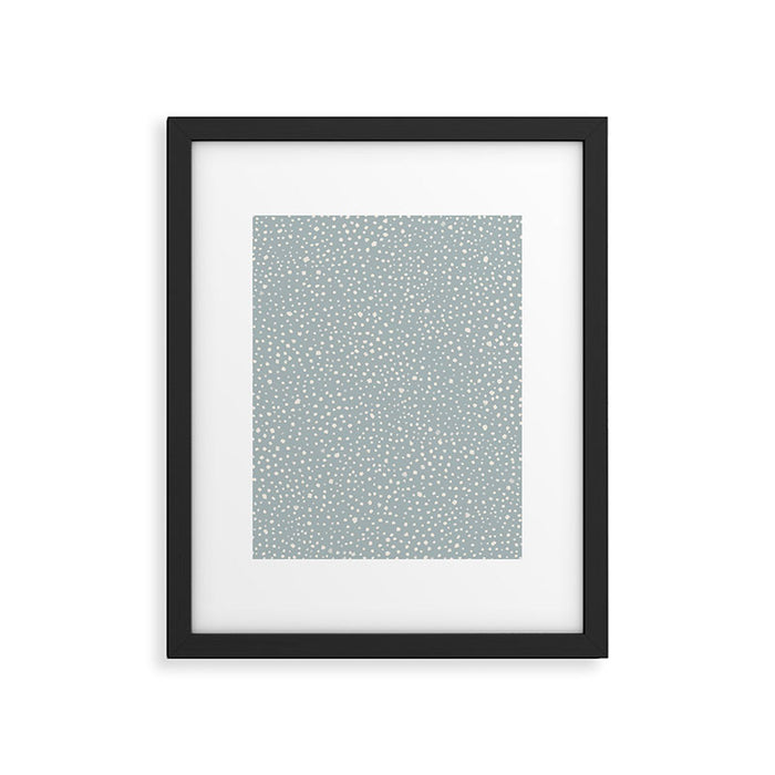 Minimalist Pale Painted Smudge Dots Pattern in Light Blue Gray and Cream Framed Art Print Gallery Image 1