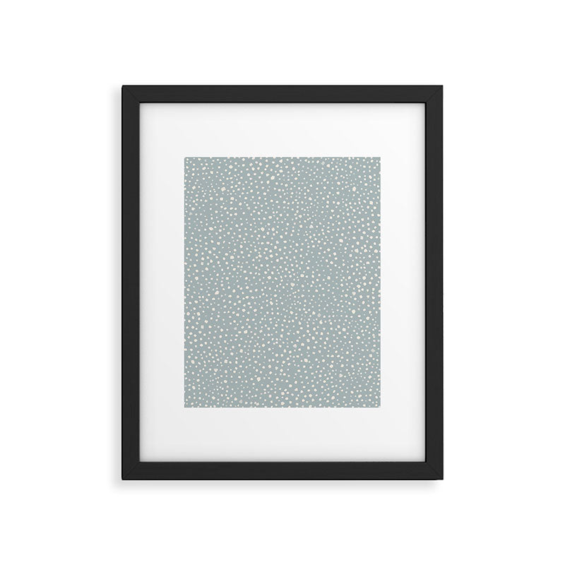 Minimalist Pale Painted Smudge Dots Pattern in Light Blue Gray and Cream Framed Art Print Gallery Image 5