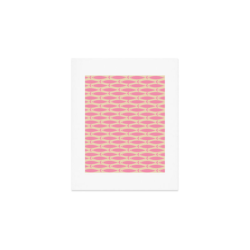 Minimalist Pink Fish Retro Contemporary Pattern Art Print Gallery Image 1