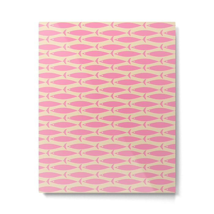 Minimalist Pink Fish Retro Contemporary Pattern Metal Print Gallery Image 1