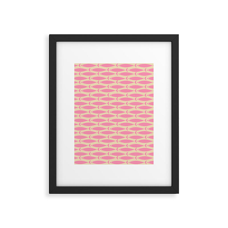 Minimalist Pink Fish Retro Contemporary Pattern Framed Art Print Gallery Image 6