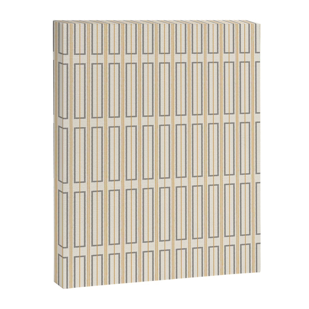 Minimalist Scandi Geometric Geo Box Striped Pattern in Cream Mustard Gold Charcoal Canvas Print Gallery Image 6